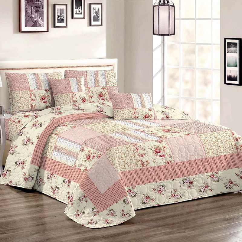 Juego de cubierta de cama impresa acolchada