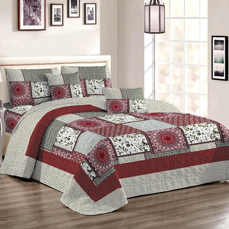 Juego de cubierta de cama impresa acolchada