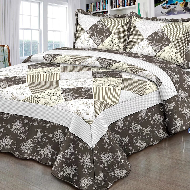 Juego de cubierta de cama impresa acolchada