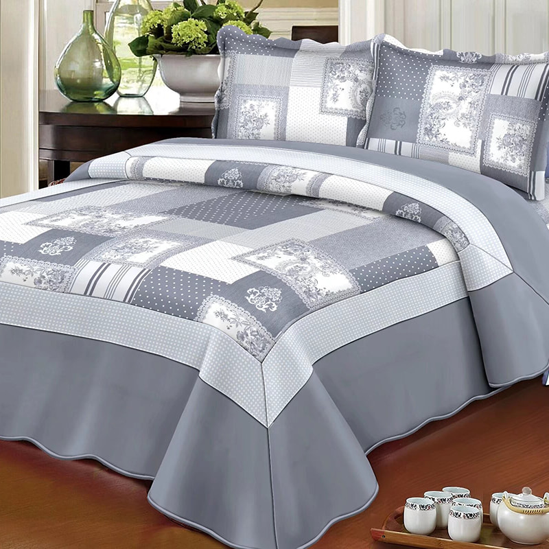 Juego de cubierta de cama impresa acolchada