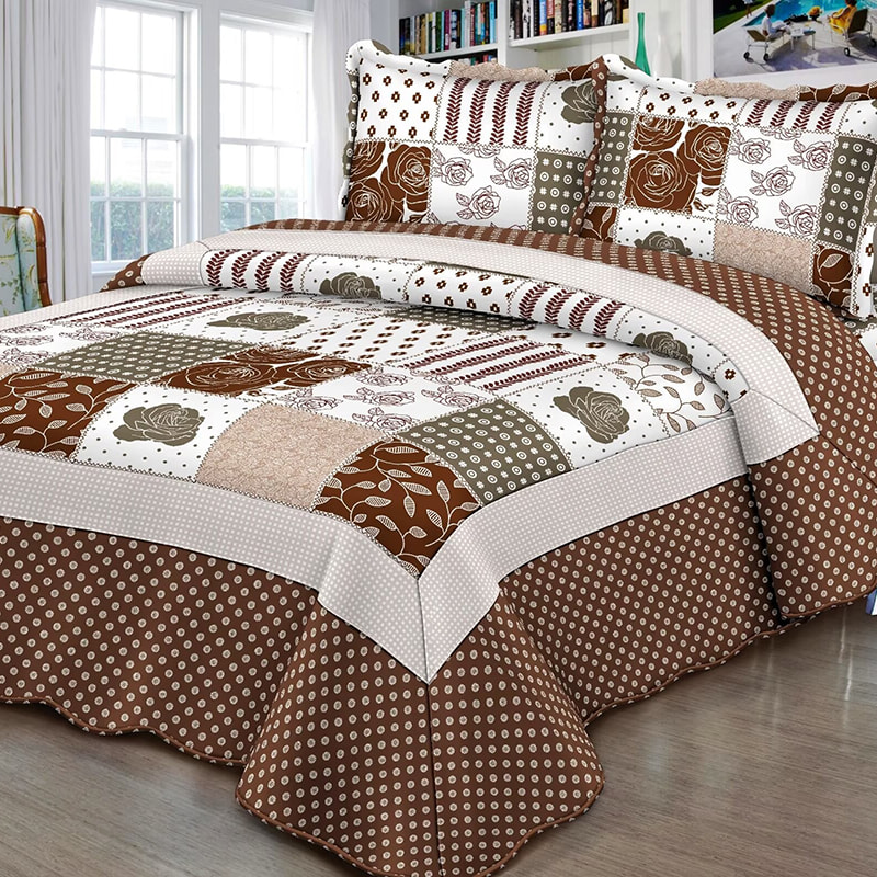 Juego de cubierta de cama impresa acolchada