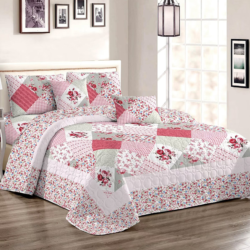 Juego de cubierta de cama impresa acolchada