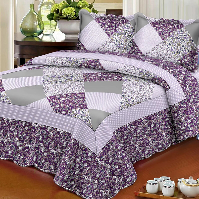 Juego de cubierta de cama impresa acolchada