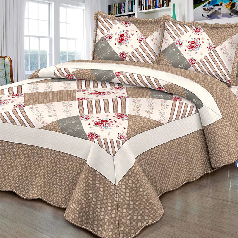 Juego de cubierta de cama impresa acolchada