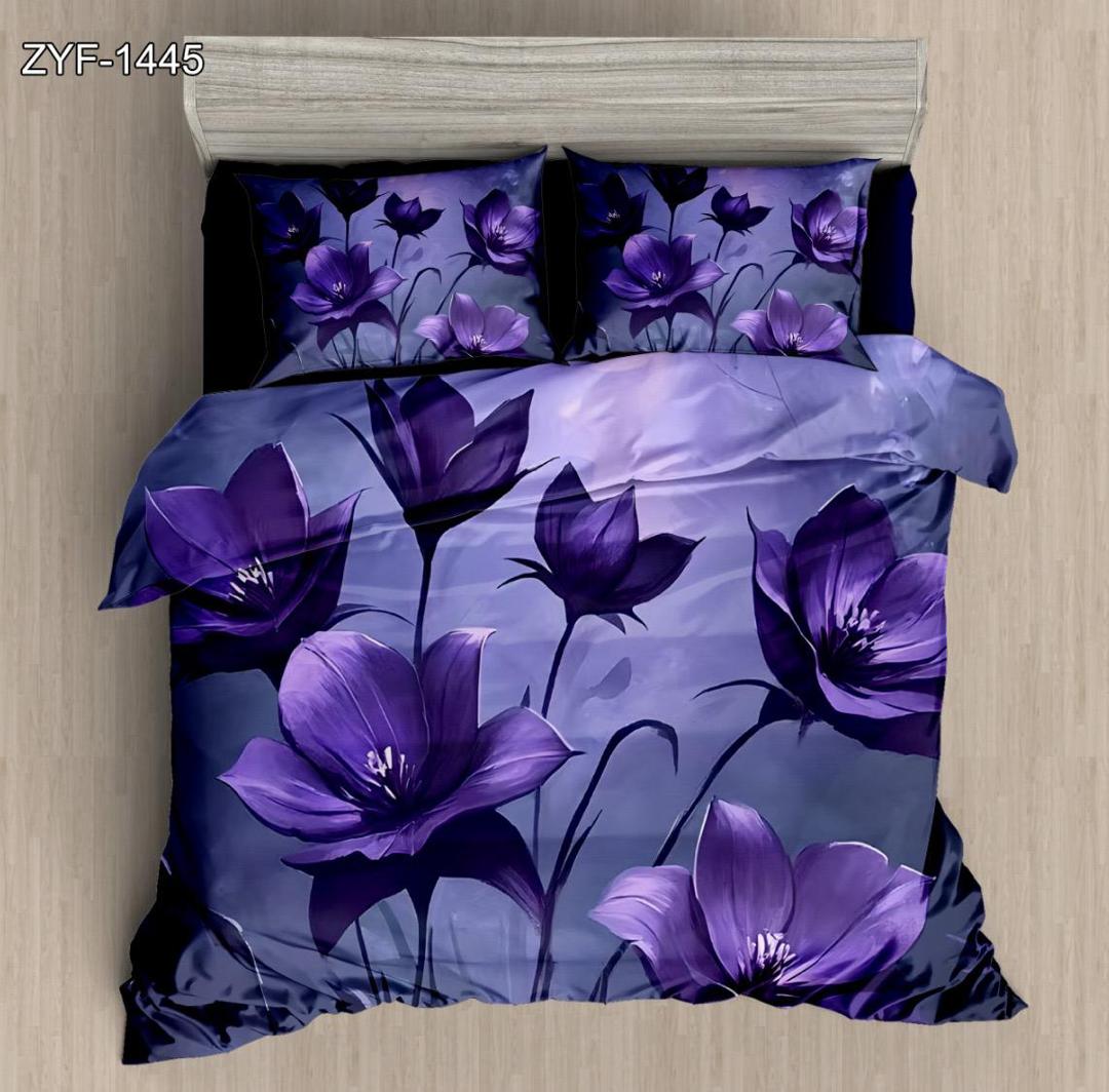 Conjunto de sábana impresa digital 5D Floral con diseño de flor de púrpura profunda