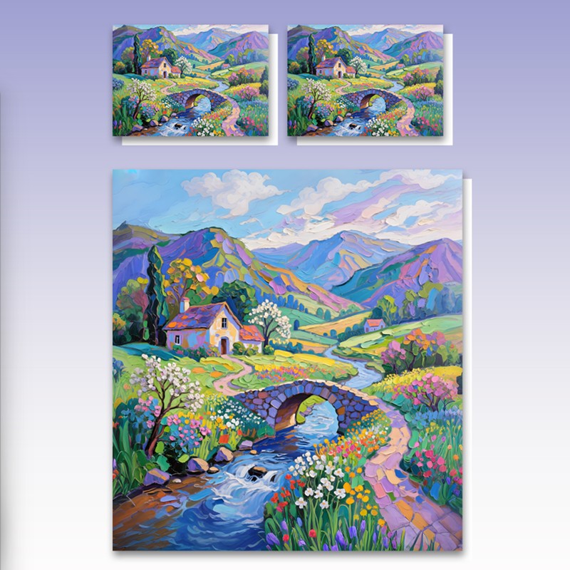 Juego de cama con efecto de pintura al óleo 5D, paisaje pastoral, una obra maestra para tu cama
