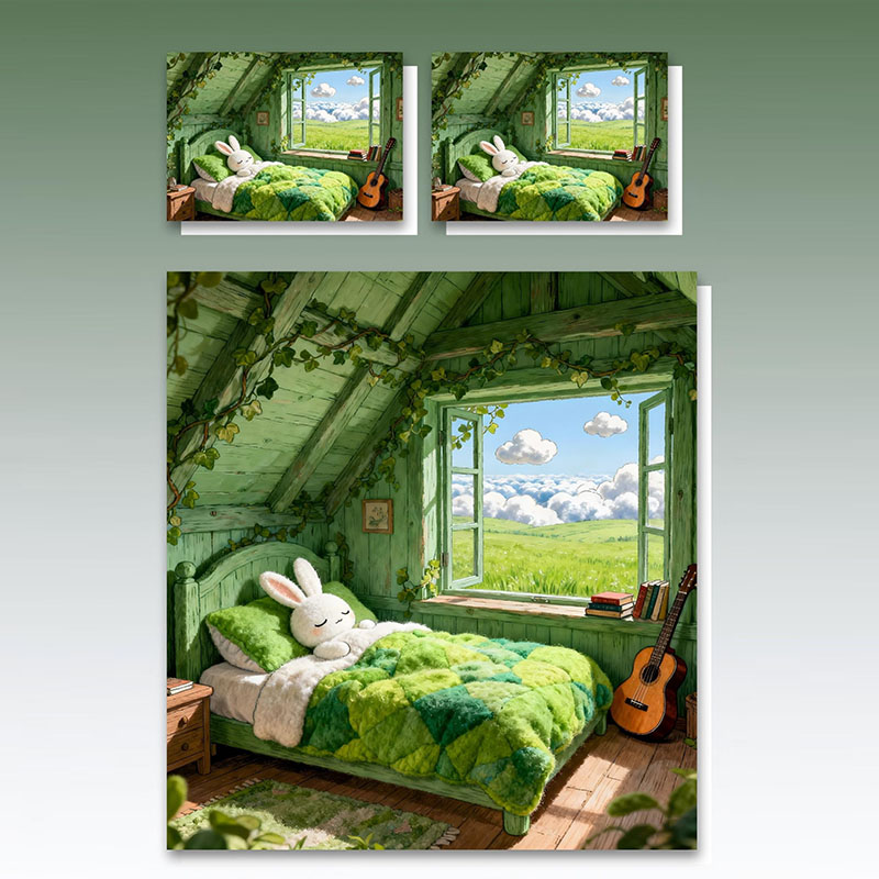 Juego de sábanas con estampado digital de dibujos animados 5D-Dreamland Rabbit