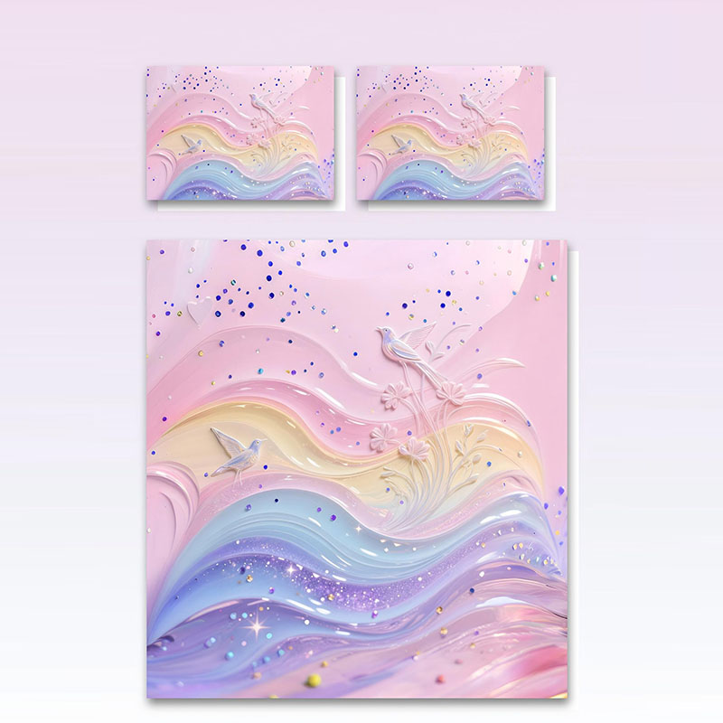 Juego de cama con estampado digital floral 5D -Pastel Dream