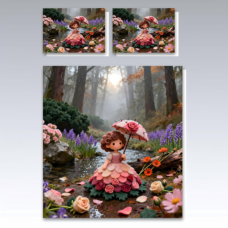 Juego de sábanas con estampado digital de dibujos animados 5D-Hada del bosque