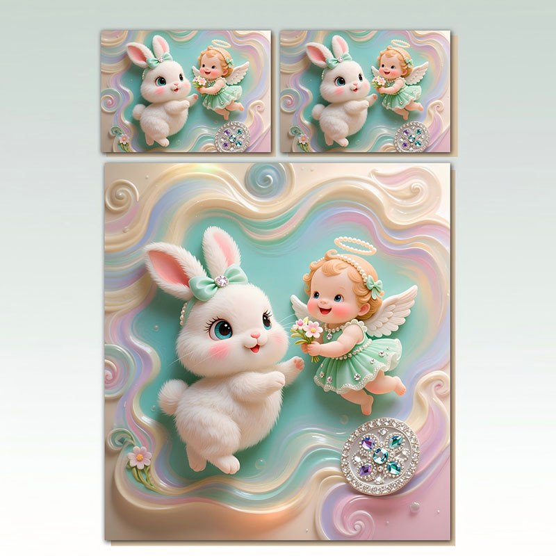 Juego de sábanas con estampado digital de dibujos animados 5D-Angel & Bunny