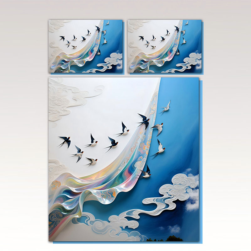 Juego de cama con estampado digital floral 5D -Swallows Soaring