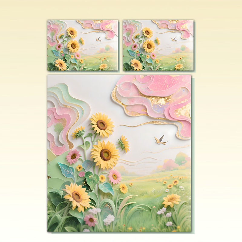 Juego de cama con estampado digital floral 5D - Sunflower Meadow