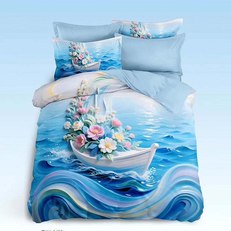 Juego de cama con estampado digital floral 5D - ‌Floral Boat
