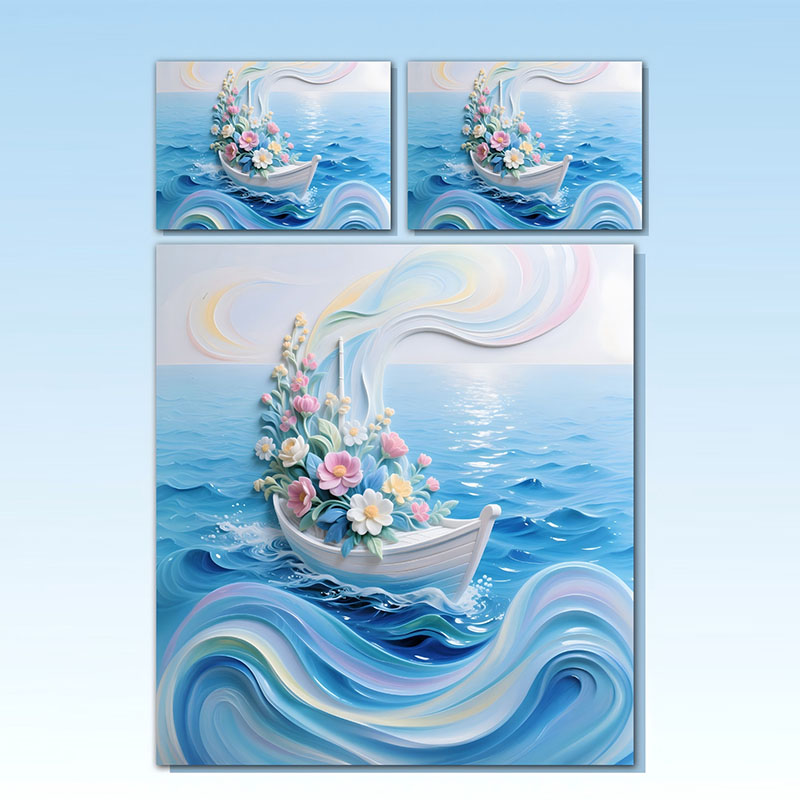 Juego de cama con estampado digital floral 5D - ‌Floral Boat