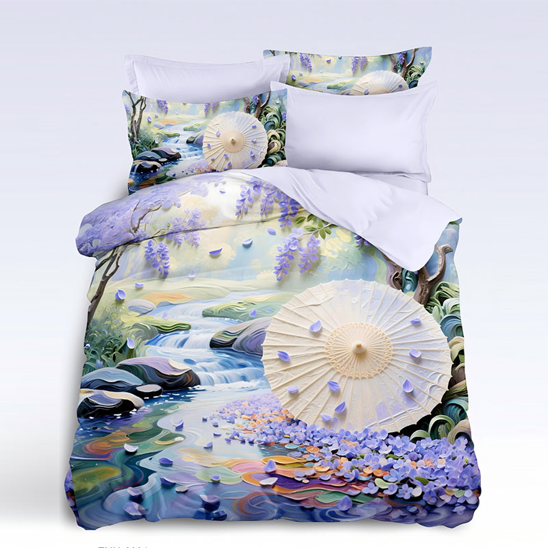 ‌Juego de cama con estampado digital floral 5D -Wisteria & Stream