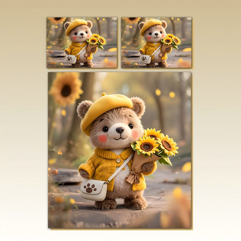 Juego de sábanas con estampado digital de dibujos animados 5D-Sunshine Bear