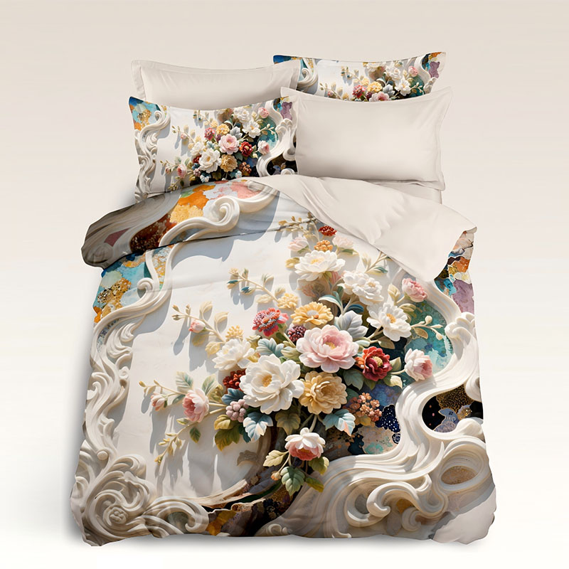 Juego de cama con estampado digital floral 5D -Ramo floral