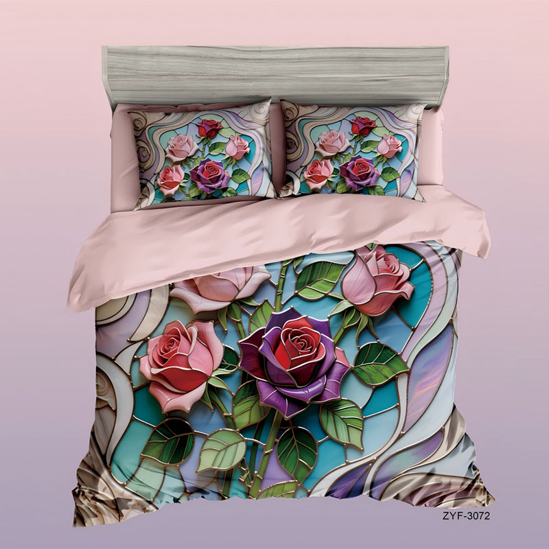 Juego de cama con estampado digital floral 5D - Rose Garden