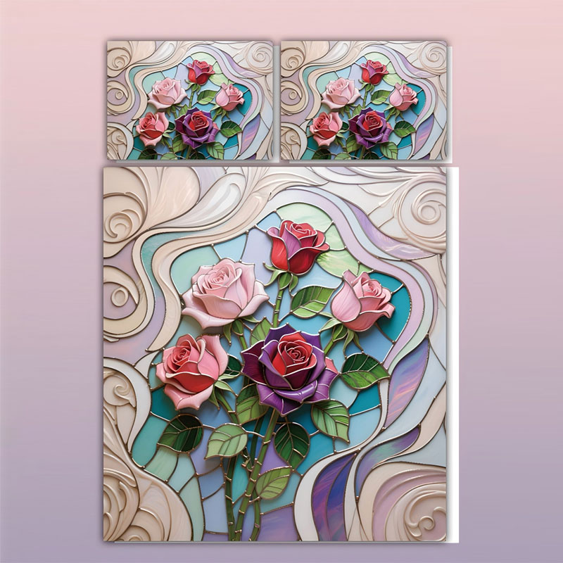 Juego de cama con estampado digital floral 5D - Rose Garden