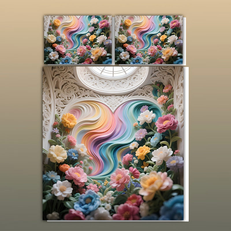 Juego de cama con estampado digital floral 5D - ‌Rainbow Garden