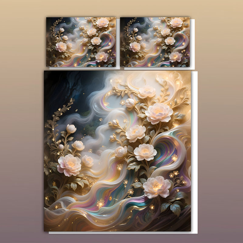 Juego de cama con estampado digital floral 5D - Floral Dream