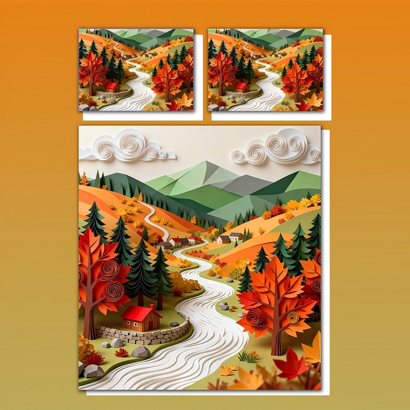 ‌Juego de cama con impresión digital 5D - ‌Paisaje otoñal