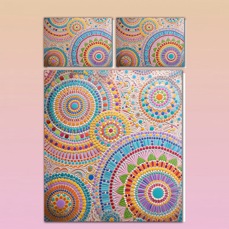Juego de cama con estampado digital floral 5D -Mosaico de mandala