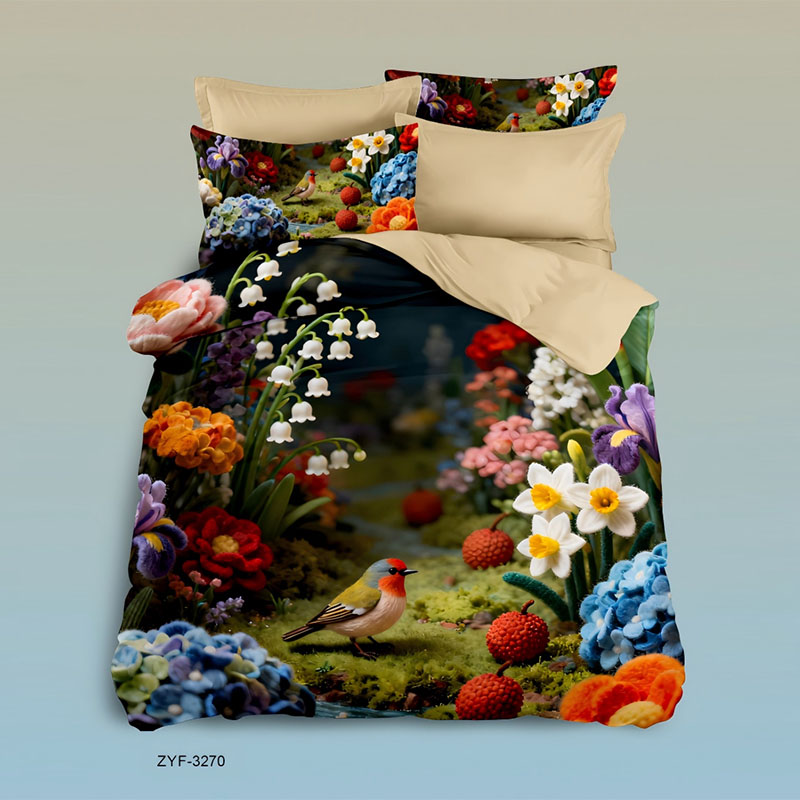 Juego de cama con estampado digital floral 5D-‌Secret Garden