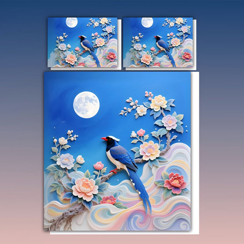 Juego de cama con estampado digital floral 5D - Bluebird Blooms