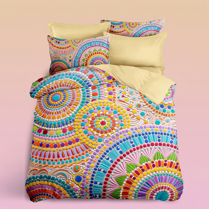 Juego de cama con estampado digital floral 5D -Mosaico de mandala