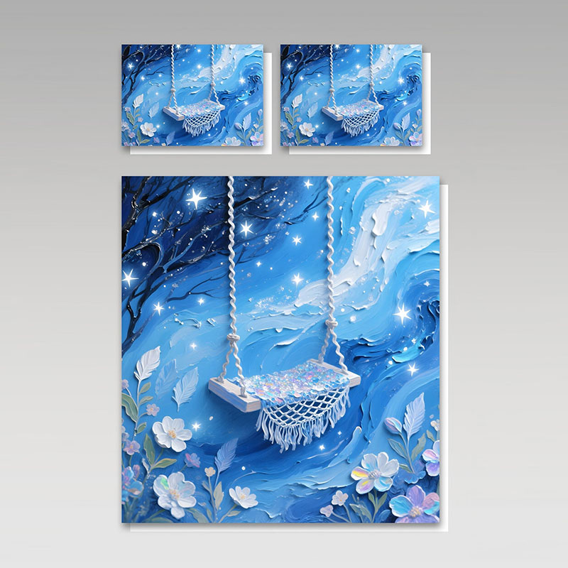 Juego de cama con efecto de pintura al óleo 5D - Swing