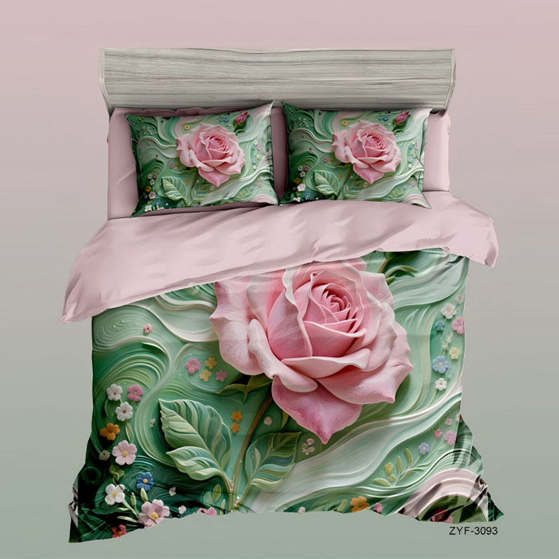 Juego de cama con estampado digital floral 5D - ‌Rose Garden