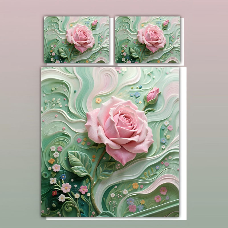Juego de cama con estampado digital floral 5D - ‌Rose Garden