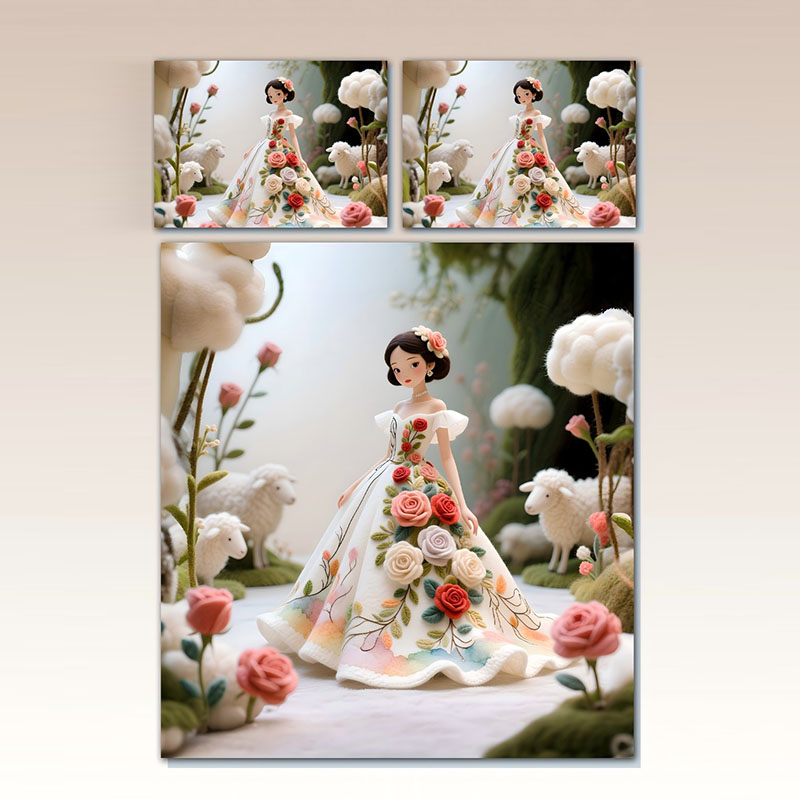 Juego de sábanas con estampado digital de dibujos animados 5D: princesa floral