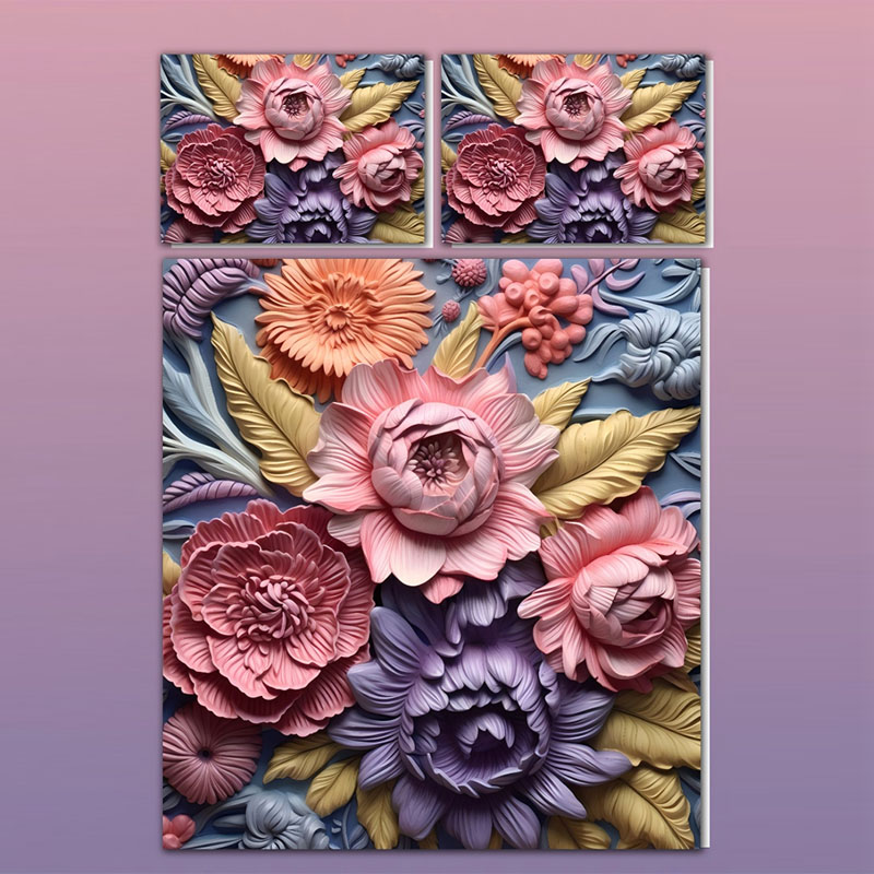 Juego de cama con estampado digital floral 5D -Mandala bohemia