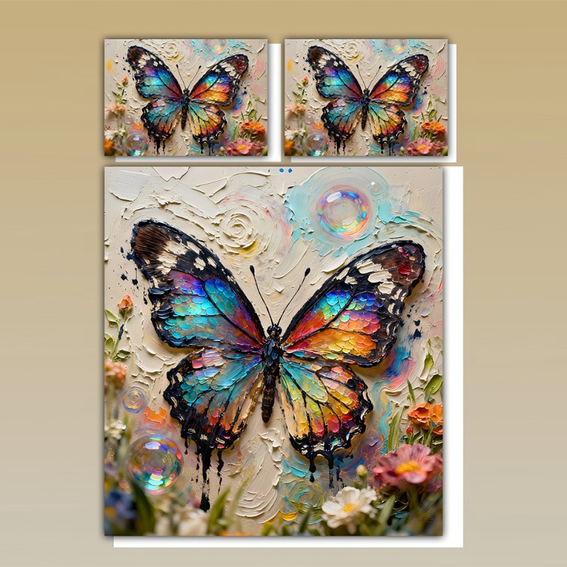 Juego de cama con impresión digital con efecto de pintura al óleo 5D - Butterfly Garden