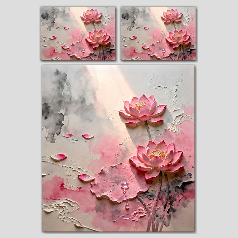 Juego de cama con efecto de pintura al óleo 5D: comodidad artística de loto para su dormitorio