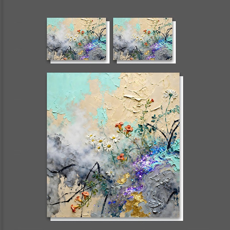 ‌Juego de cama con impresión digital con efecto de pintura al óleo 5D - ‌Daisy & Wildflower