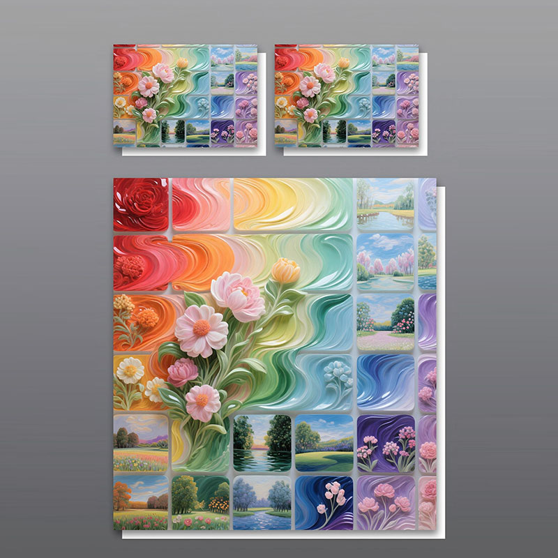 ‌Juego de cama con estampado digital floral 5D -Floral y paisaje