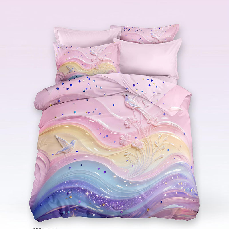 ‌Juego de cama con estampado digital floral 5D -Pastel Dream