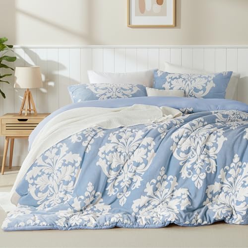 Edredón de invierno de franela con estampado Burnout, edredón de felpa bohemio con respaldo de microfibra ultrasuave, ropa de cama cálida para todas las estaciones