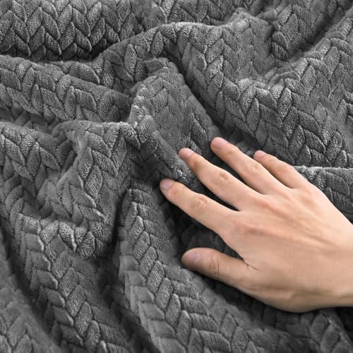 Juego de edredón reversible de franela y terciopelo de punto - Juego de cama de 3 piezas con textura de hoja en 3D