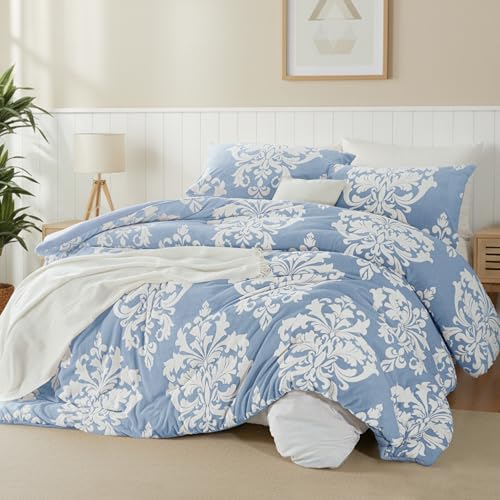 Edredón de invierno de franela con estampado Burnout, edredón de felpa bohemio con respaldo de microfibra ultrasuave, ropa de cama cálida para todas las estaciones