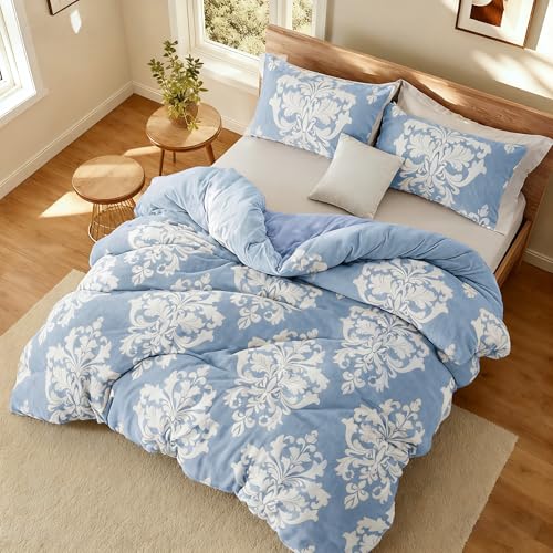 Edredón de invierno de franela con estampado Burnout, edredón de felpa bohemio con respaldo de microfibra ultrasuave, ropa de cama cálida para todas las estaciones