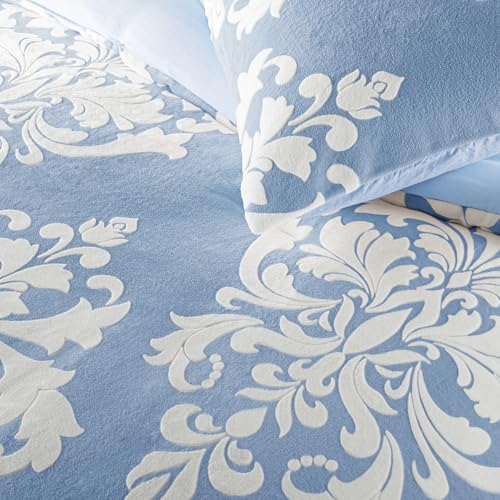 Edredón de invierno de franela con estampado Burnout, edredón de felpa bohemio con respaldo de microfibra ultrasuave, ropa de cama cálida para todas las estaciones