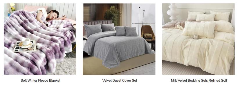 Soft winter flannel fleece blanket and velvet bedding sets